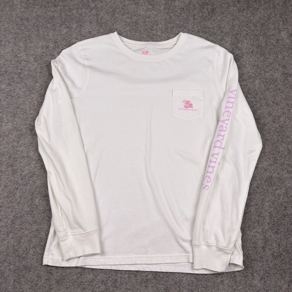 Vineyard Vines Long Sleeve Shirt Womens‎ Medium White Mothers Day Preppy Pocket